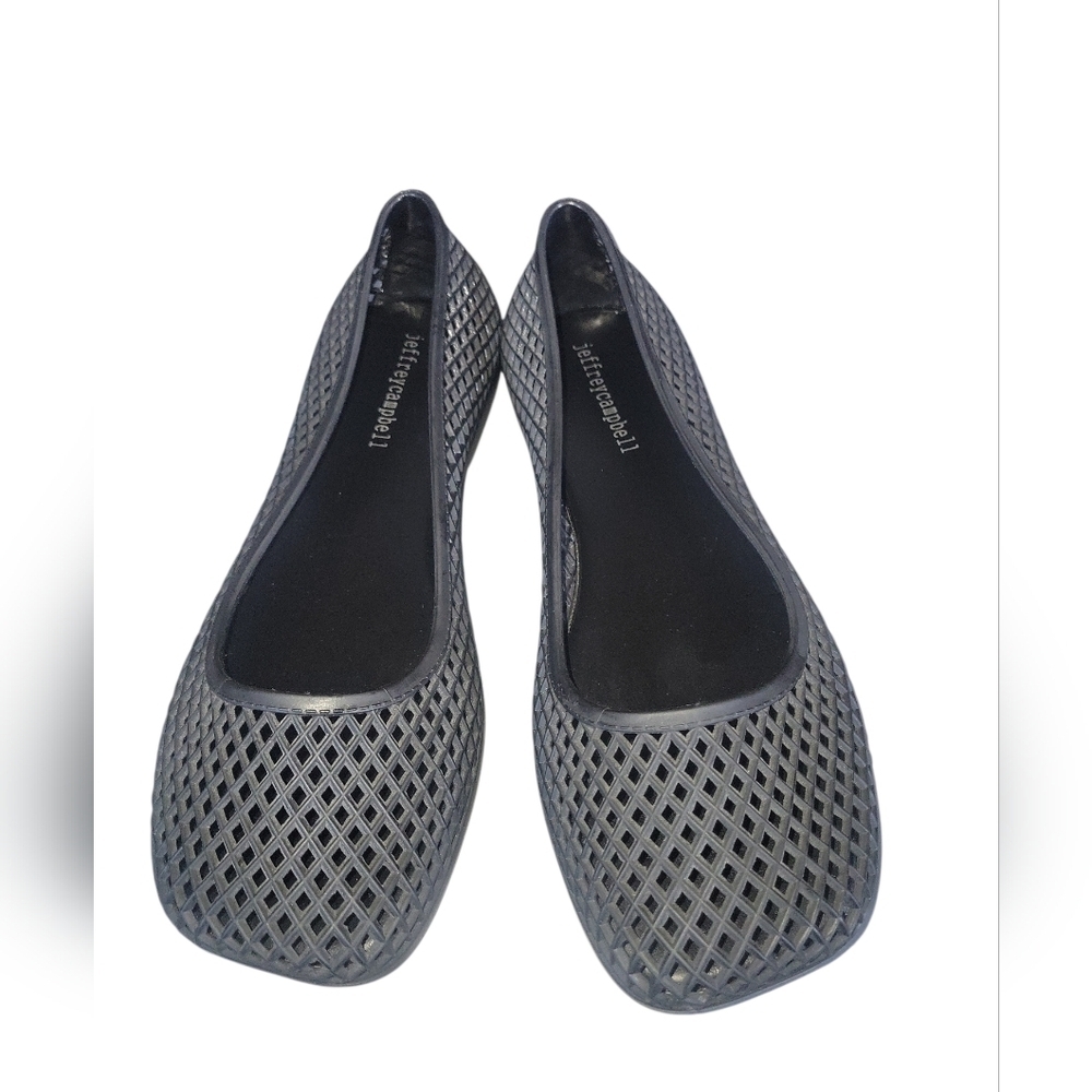 Jeffrey Campbell Suni Black Matte Notalgic 90's Inspired Woven Jelly Flats 9/39